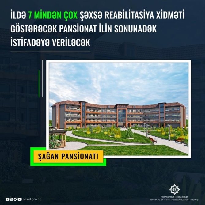 İldə 7 mindən çox şəxsə reabilitasiya xidməti göstərəcək Pansionat ilin sonunadək istifadəyə veriləcək