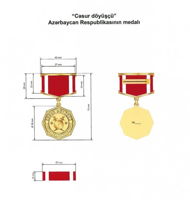 “Cəsur döyüşçü” Azərbaycan Respublikası medalının təsviri