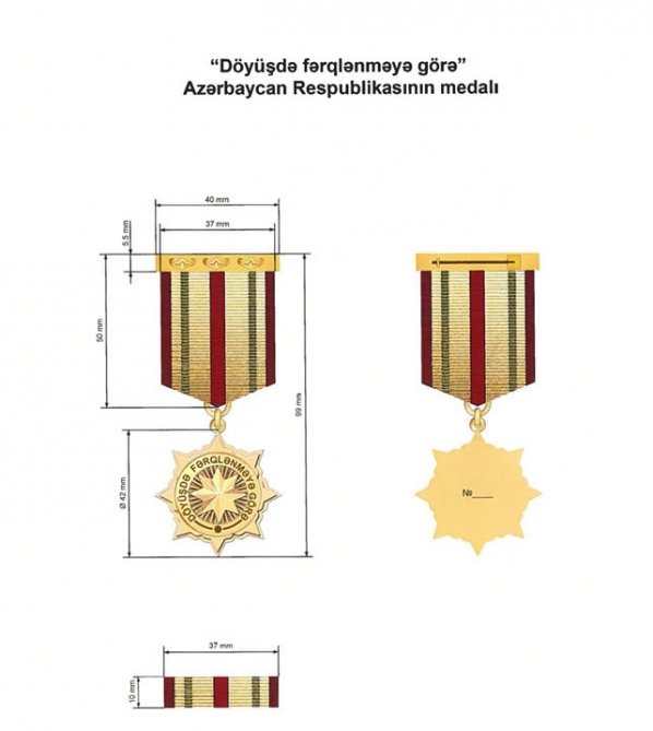 “Döyüşdə fərqlənməyə görə” Azərbaycan Respublikası medalının təsviri