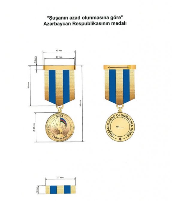 “Şuşanın azad olunmasına görə” Azərbaycan Respublikası medalının təsviri