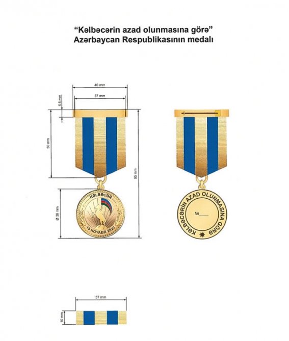 “Kəlbəcərin azad olunmasına görə” Azərbaycan Respublikası medalının təsviri