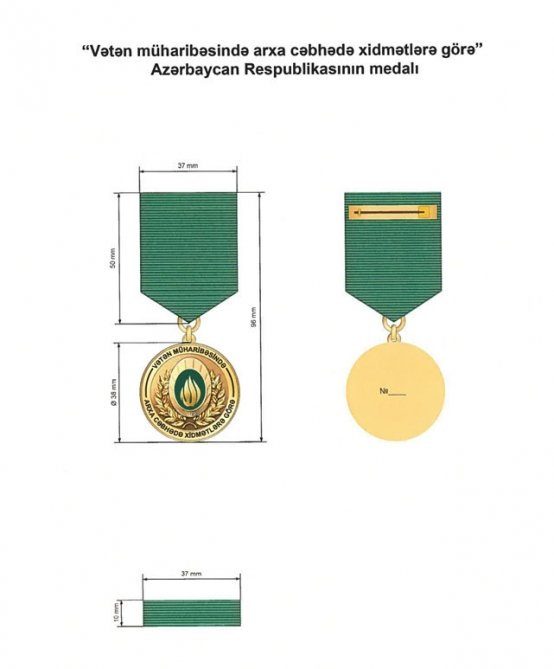 “Vətən müharibəsində arxa cəbhədə xidmətlərə görə” Azərbaycan Respublikası medalının təsviri