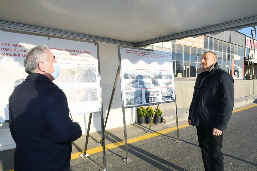 Prezident İlham Əliyev yeni yolun açılışında iştirak edib  FOTO