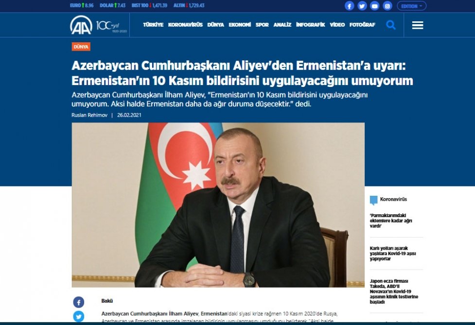 Prezidenti İlham Əliyevin mətbuat konfransı xarici ölkələrin mediasında geniş işıqlandırılıb