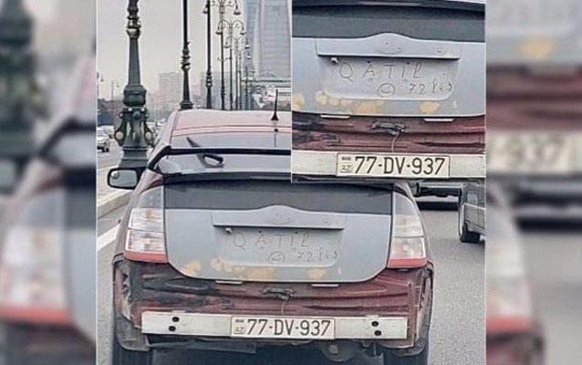 Üzərində “Qatil” yazılan avtomobilin sürücüsü saxlanıldı